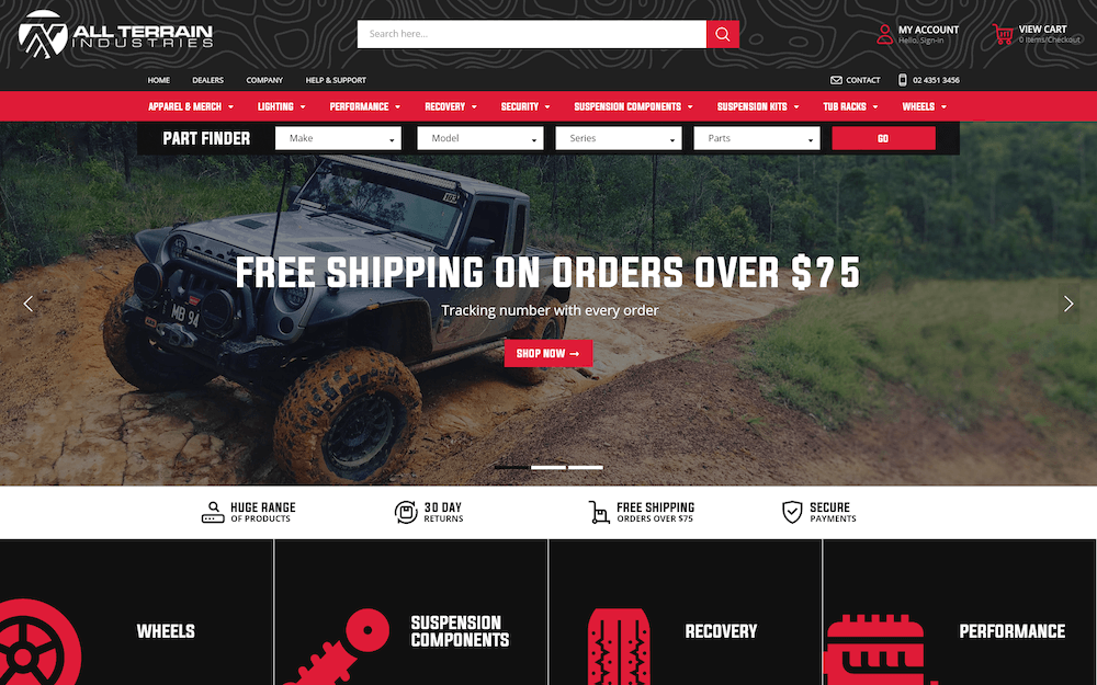 All Terrain Industries Maropost eCommerce website design