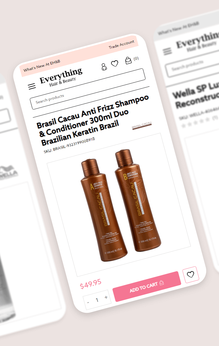 Case study e-commerce website redesign Everything Hair & Beauty Product Detail mobile friendly