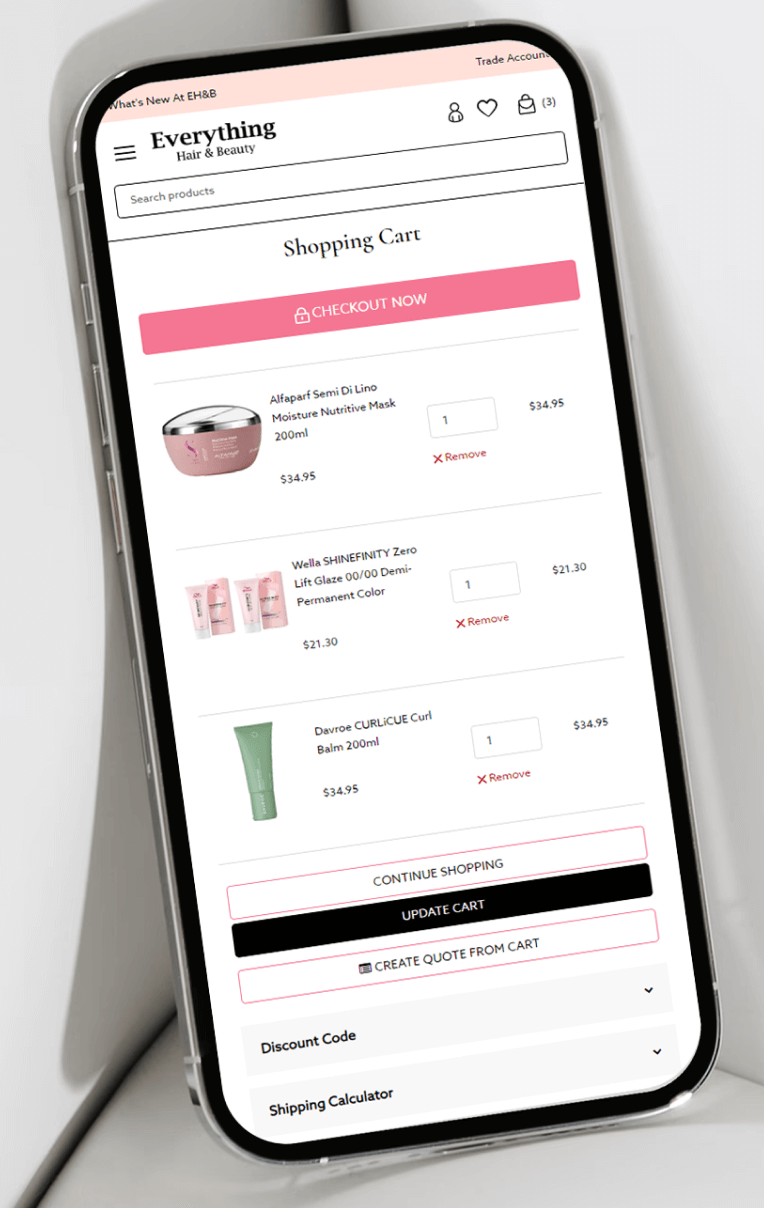 Case study e-commerce website redesign Everything Hair & Beauty mobile checkout