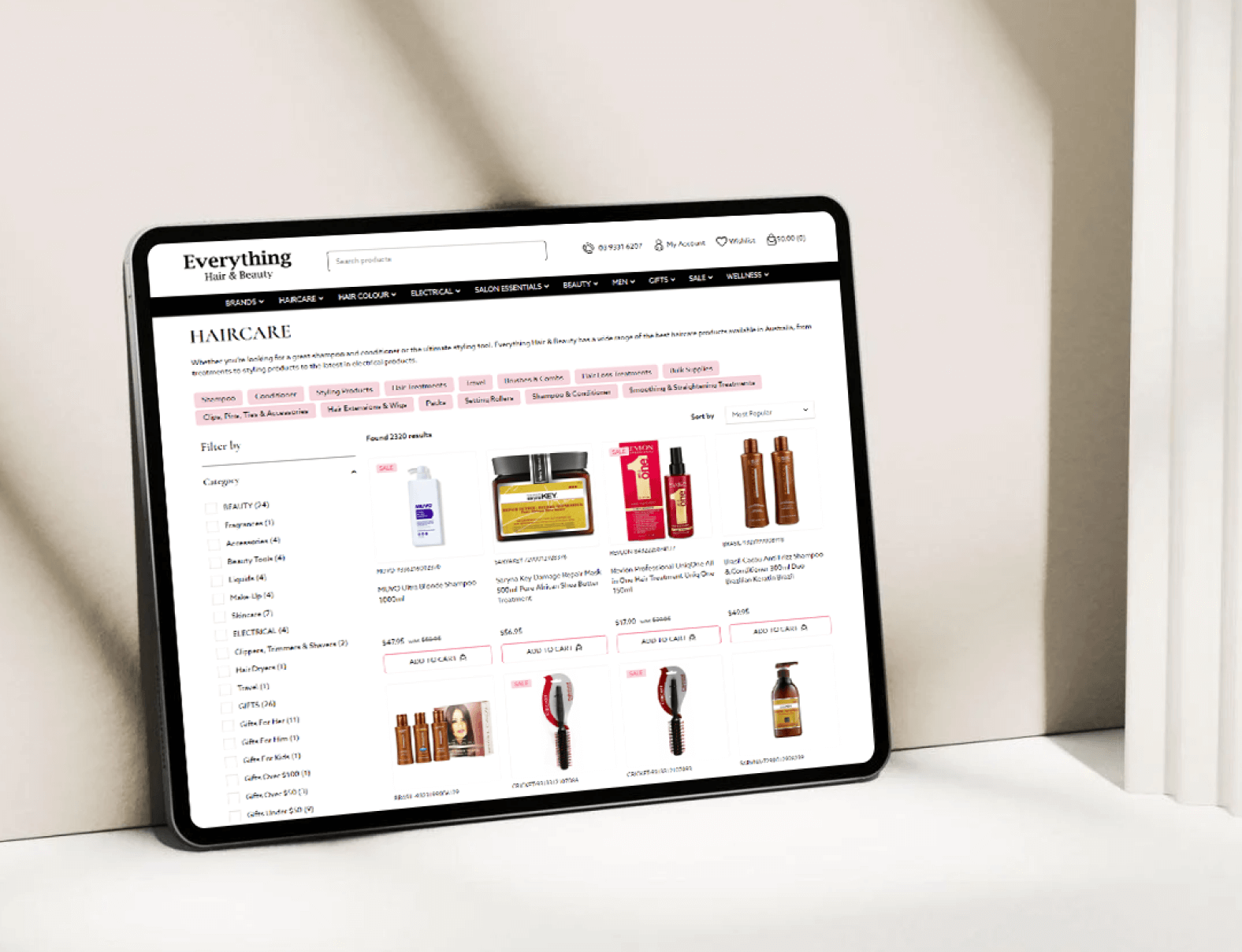 Case study e-commerce website redesign Everything Hair & Beauty tablet friendly
