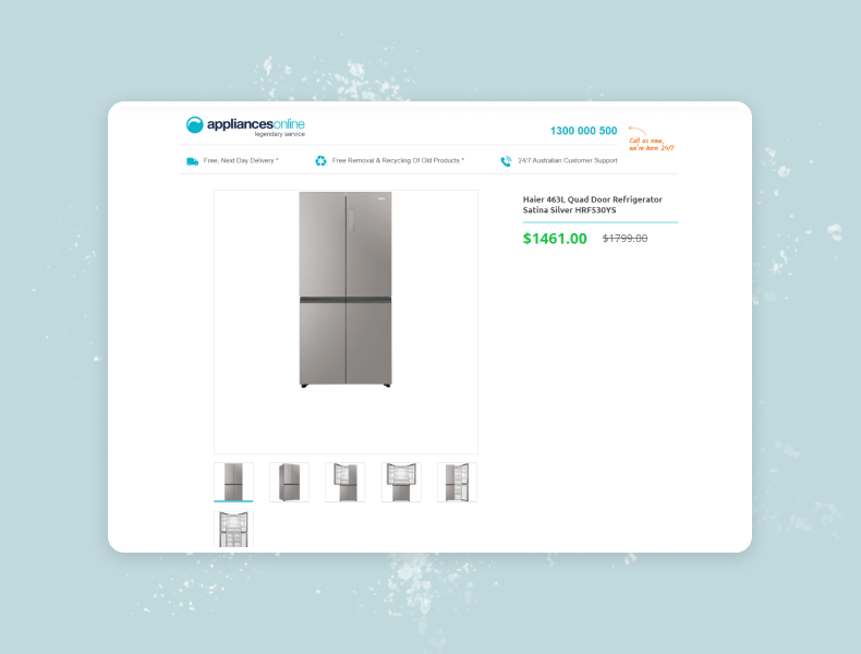 Appliances Online eBay listing template with clear product gallery and product highlights for easy browsing