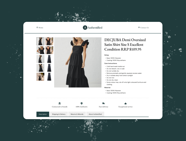 Authentified eBay listing template showing the product gallery with clear images and visual focus for resale items