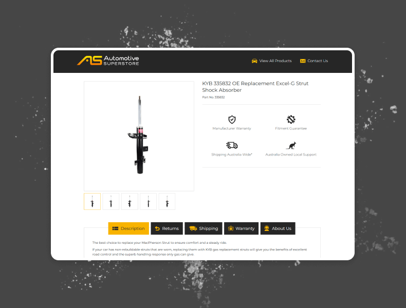 Product image gallery with clear navigation and featured highlights for easy browsing