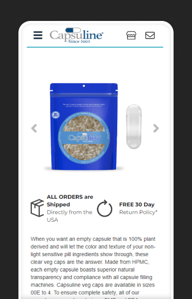 Mobile product gallery with swipe-friendly images and prioritised product details