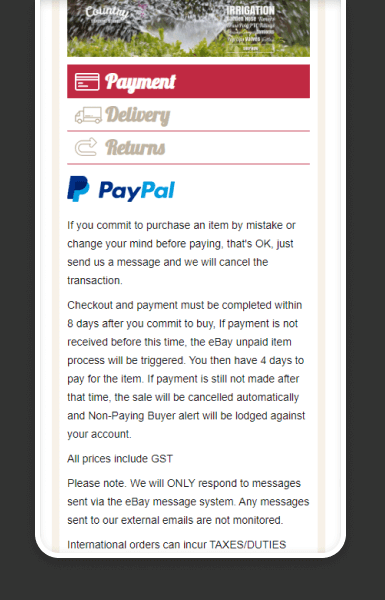 Mobile policy and information tabs designed for clarity on smaller screens