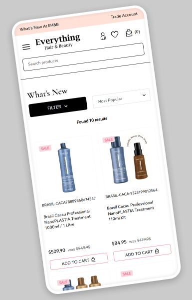 Category page mobile view with improved layout for seamless browsing