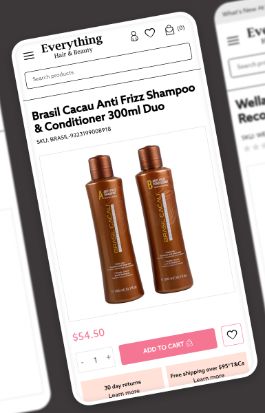 Product detail page mobile view above the fold with clear product information and visuals