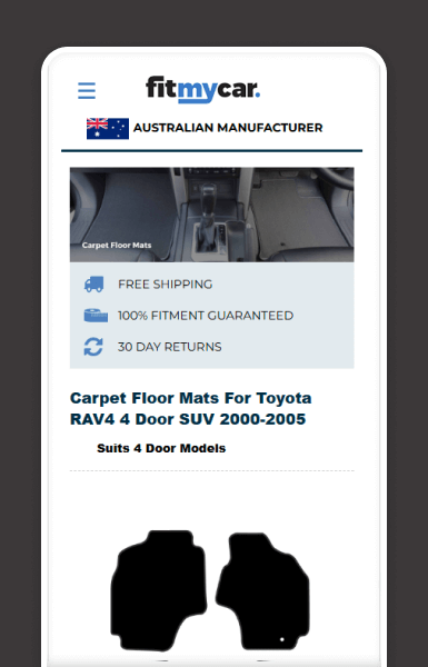 Mobile view of FitMyCar eBay listing design showing product gallery and highlights clearly