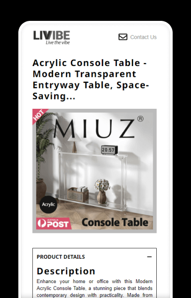 Mobile product gallery with clear imagery and key details visible at a glance