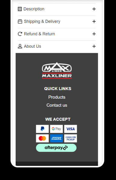 Mobile-friendly policy tabs keeping important store information accessible