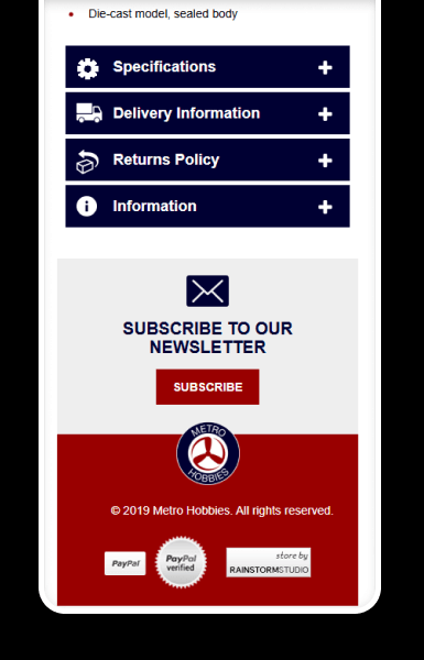 Mobile-friendly policy tabs that keep shipping and returns easy to access