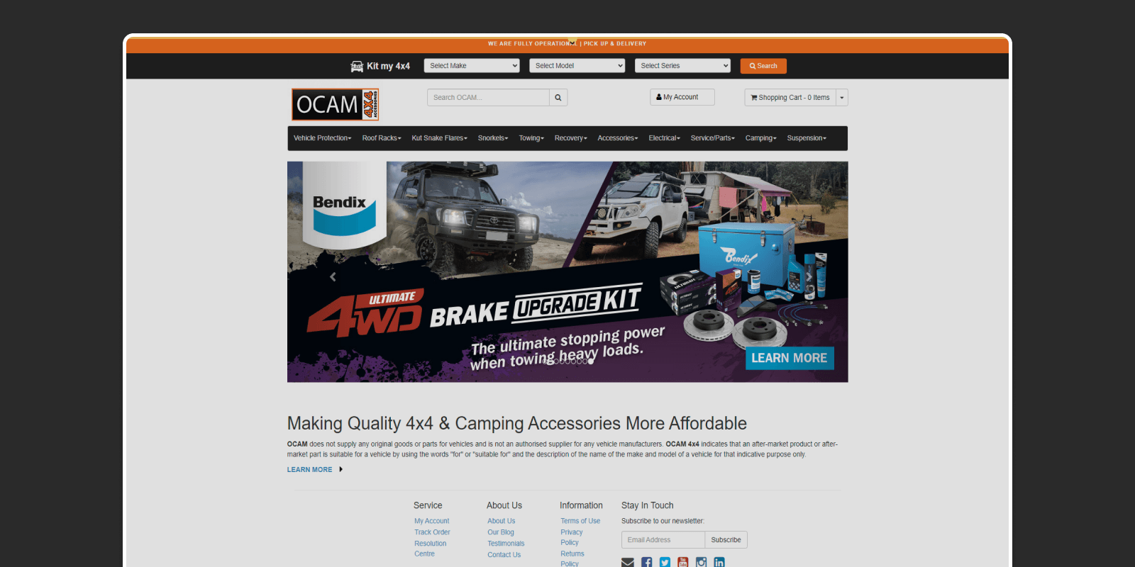 Ocam’s old Neto website before redesign, showing limited usability and outdated design that hindered the shopping experience