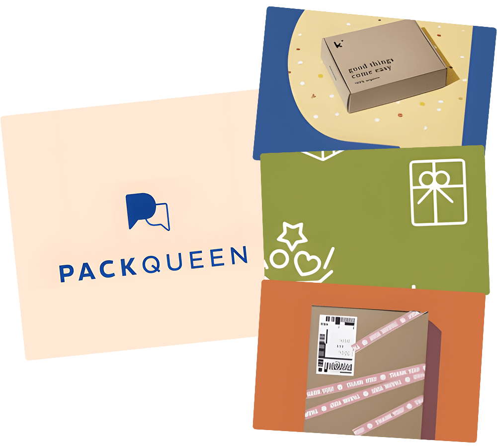 Featuring the Packqueen logo and packaging products, representing Australia’s leading sustainable packaging manufacturer and retailer