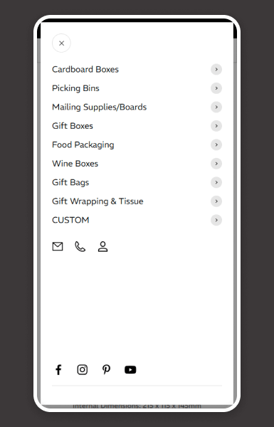PackQueen Shopify store mobile menu demonstrating mobile-first performance that prioritises speed, usability, and seamless shopping across all devices