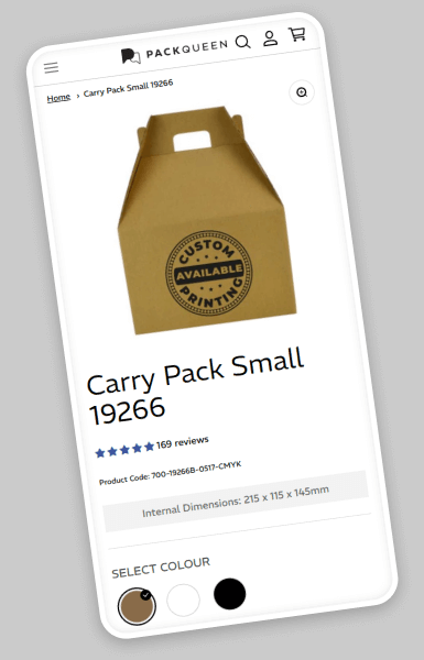 PackQueen Shopify Product Detail page mobile views demonstrating mobile-first performance that prioritises speed, usability, and seamless shopping across all devices