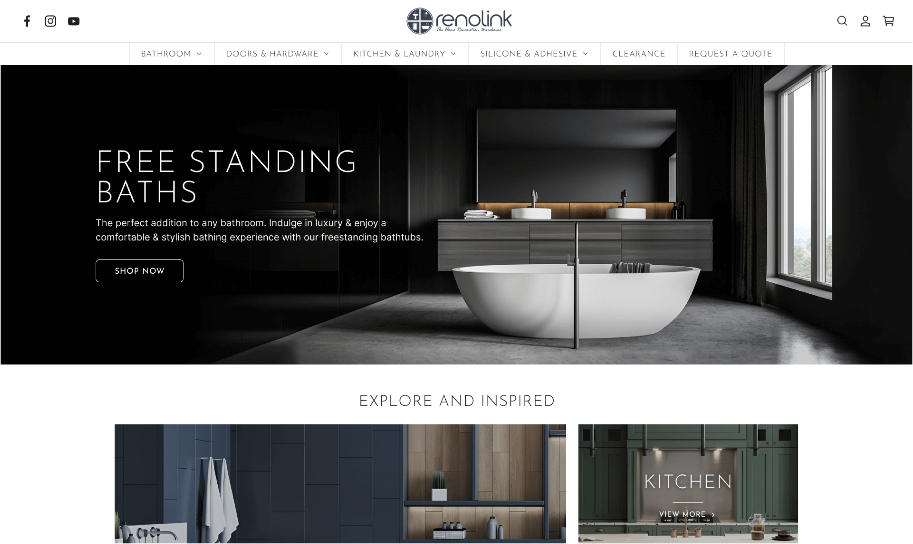 Renolink Shopify homepage screenshot showcasing customised theme design that reflects the retailer’s professional brand identity