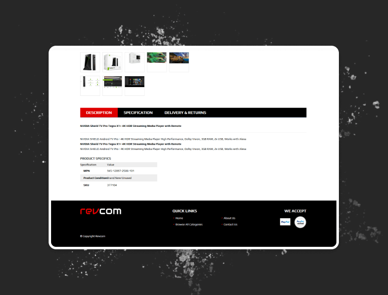 Tabbed policy sections presenting shipping and returns information in a clean, organised layout