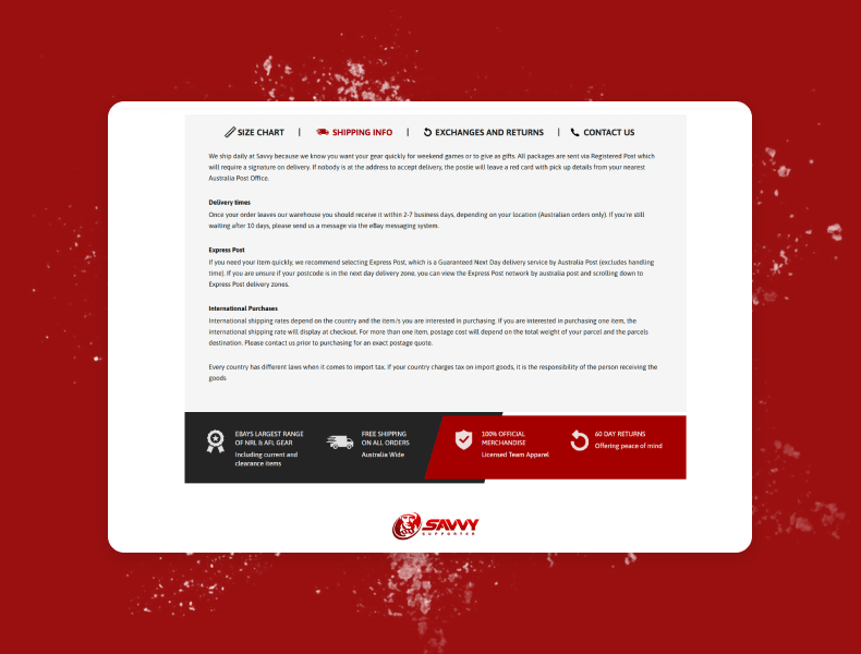 Clearly structured policy and store information sections designed for easy scanning