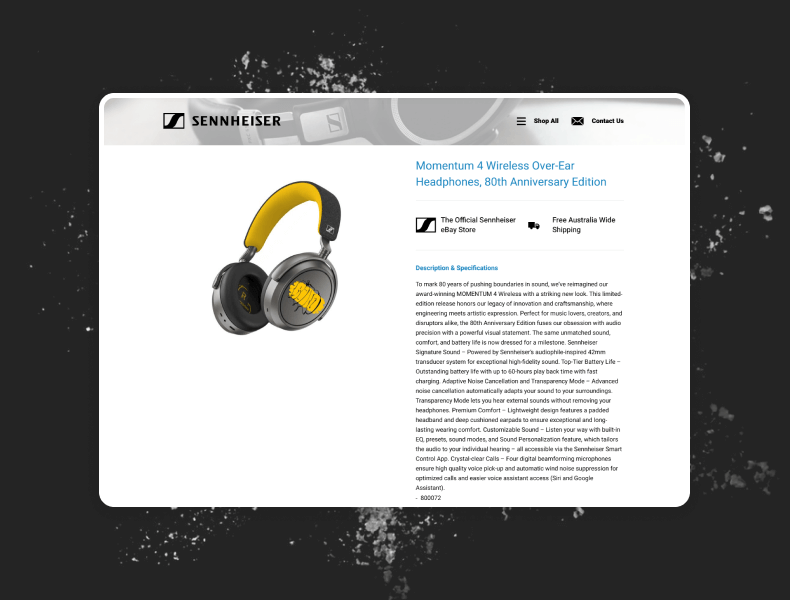 High-quality product gallery showcasing audio gear with clear imagery and strong visual focus