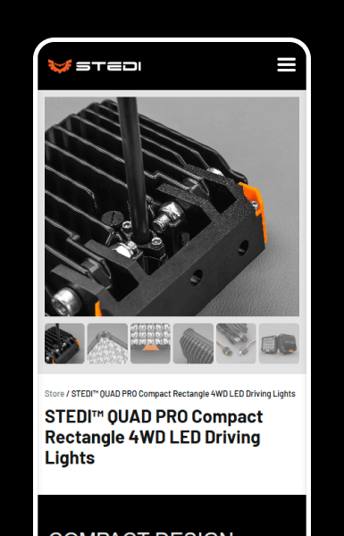 Mobile gallery view highlighting key product features and images in a clean layout