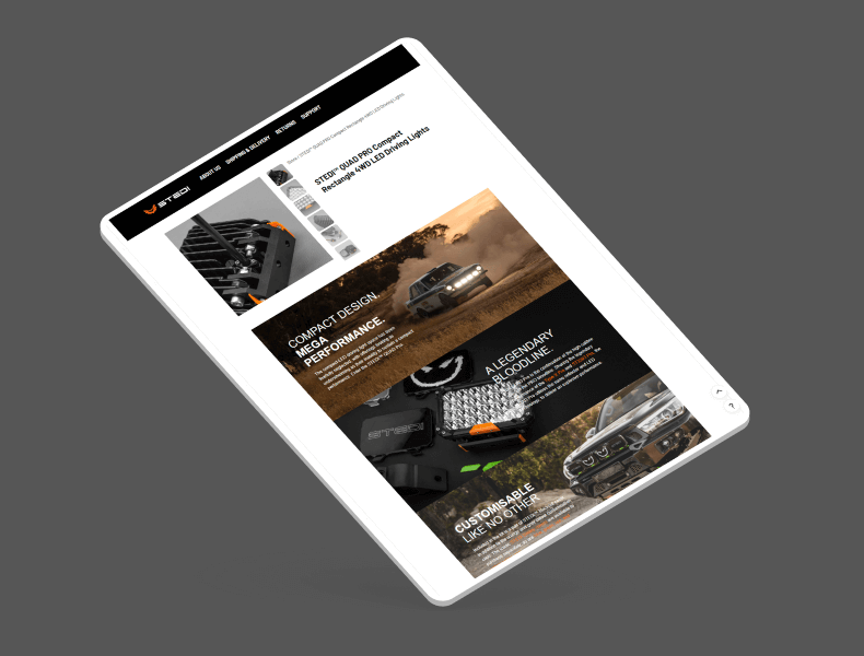 Tablet view showing balanced spacing and readable product sections