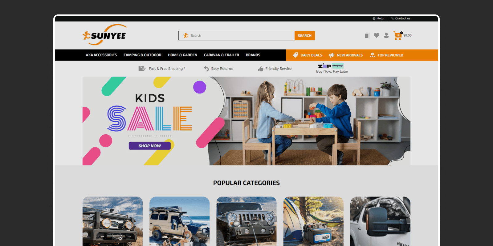 Sunyee website before redesign showing restricted layouts and limited flexibility that made navigation difficult