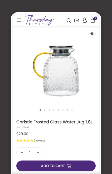 Mobile product detail page above the fold showing a clean, structured layout for easy product browsing