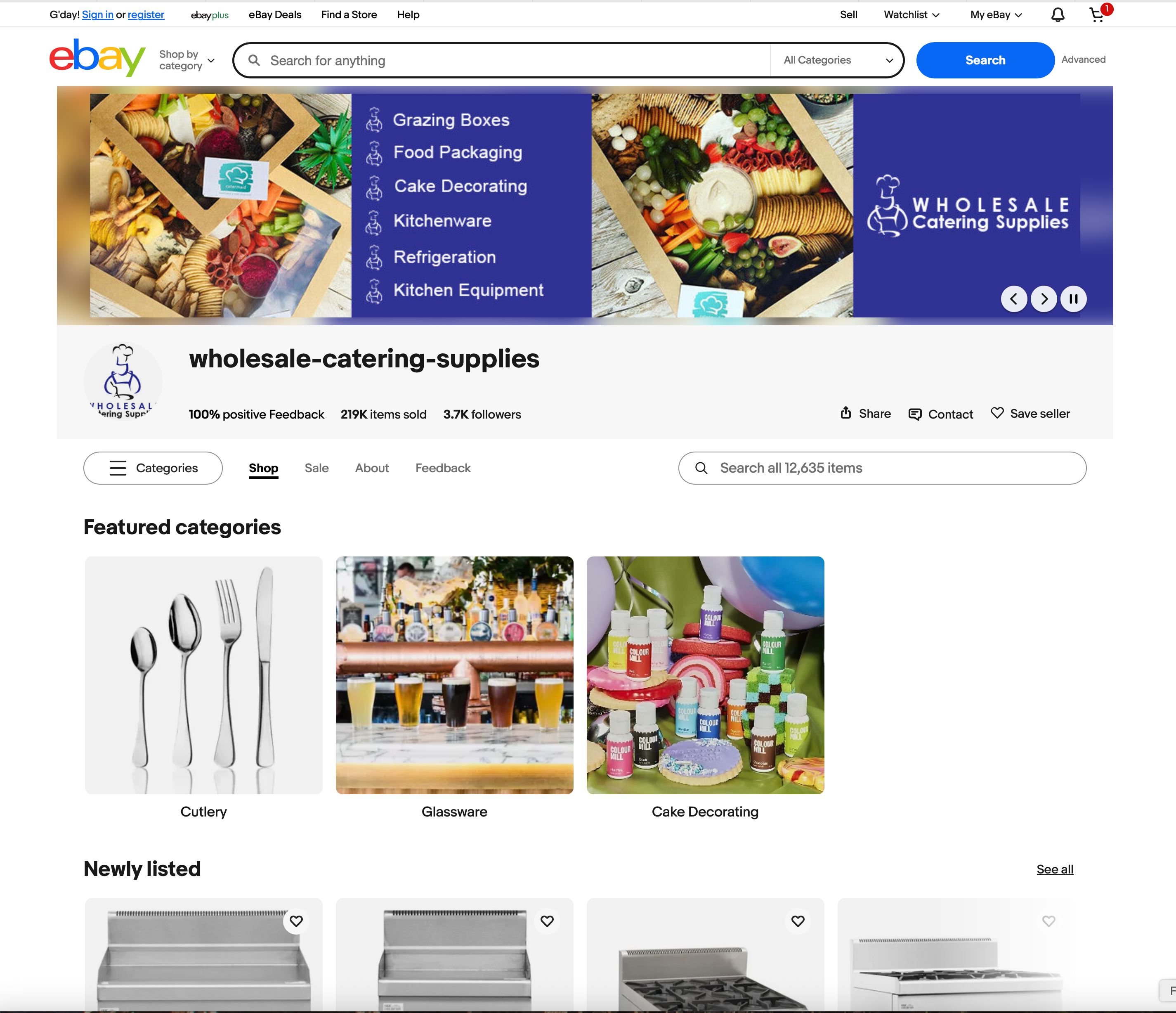 Wholesale Catering Supplies eBay listing template showing clean layout, clear product highlights, and mobile-friendly design