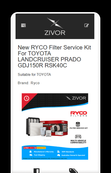 Mobile product gallery with clear images and key highlights visible at a glance