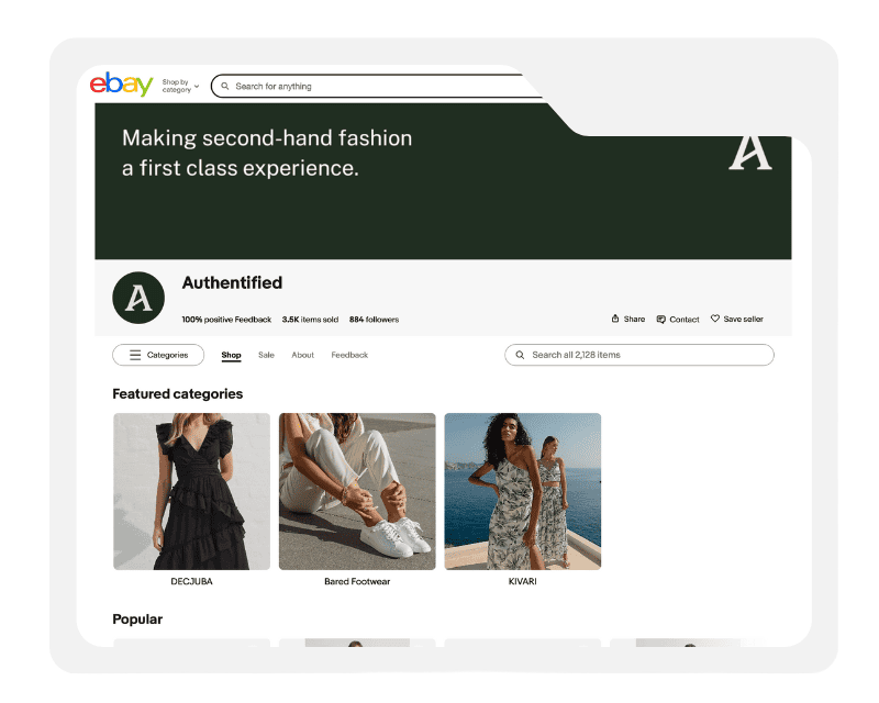 Modern eBay template design for Authentified showcasing a clean, on-brand layout with mobile-optimised usability and trusted presentation