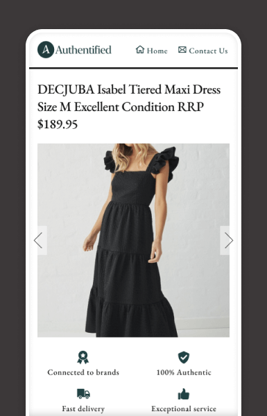 Mobile view of Authentified eBay listing highlighting the product gallery with clear visuals and layout