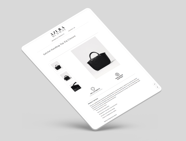 Tablet view of Azura Runway eBay listing with responsive product layout for smooth browsing.