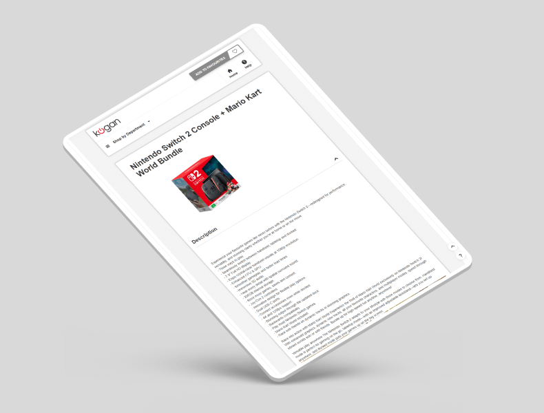 Tablet view showing balanced spacing and easy-to-read product information