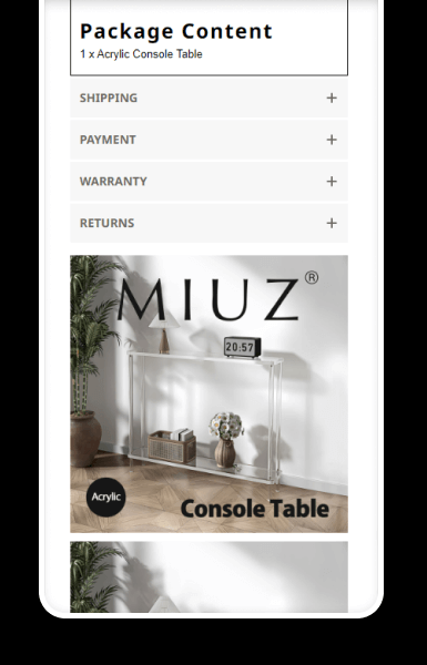 Mobile-friendly policy tabs keeping store information accessible without clutter