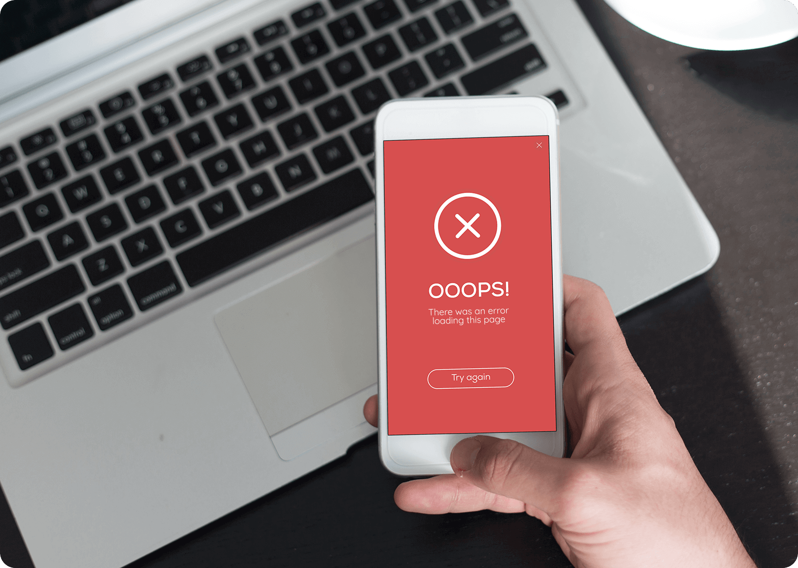 Mobile ecommerce website displaying a loading error message