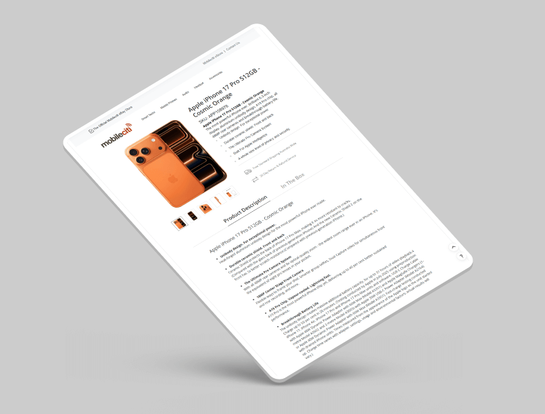 Tablet layout showing balanced spacing and easy-to-read product information.