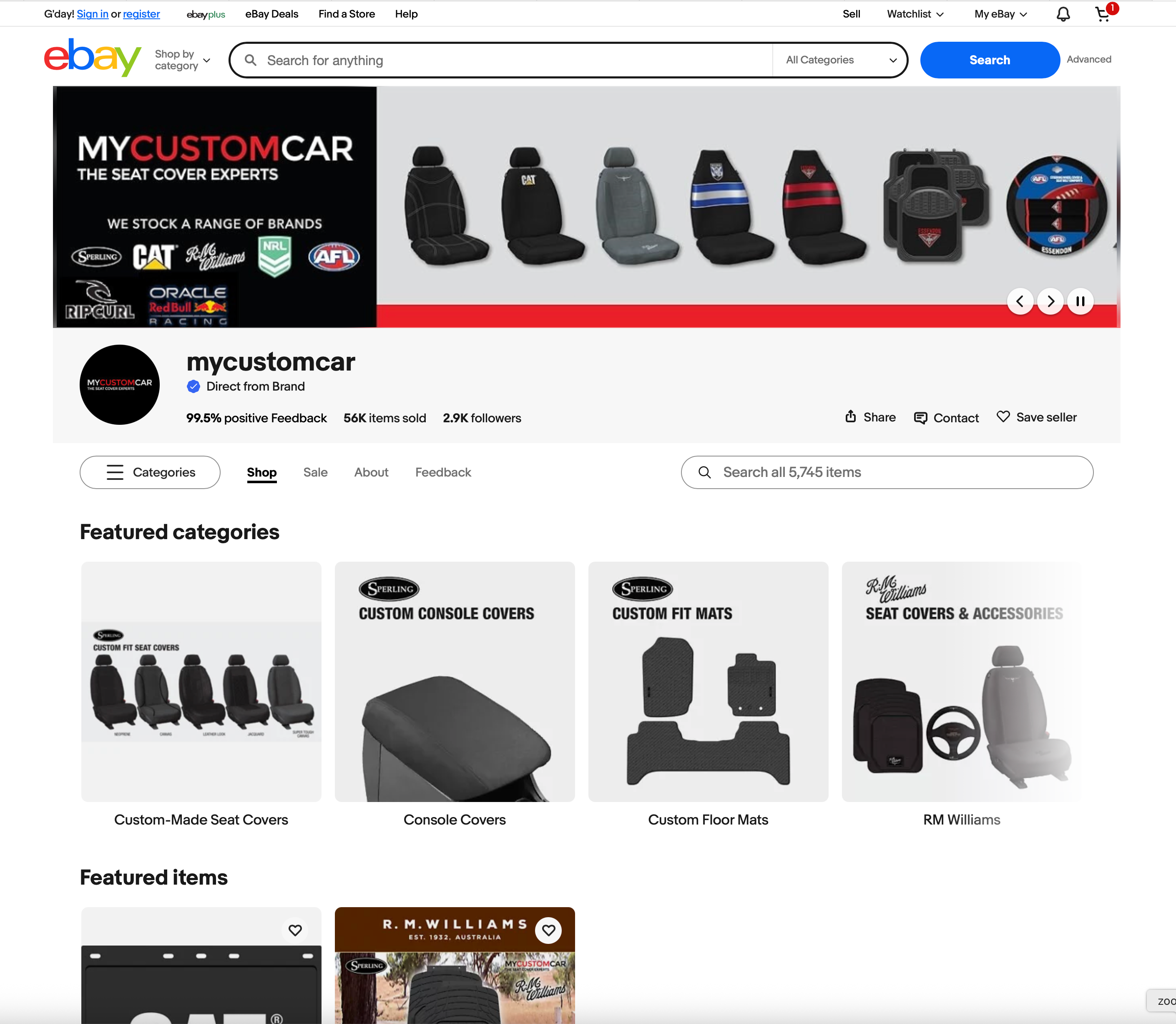 My Custom Car eBay listing template showing structured layout, detailed product sections, and mobile-friendly design