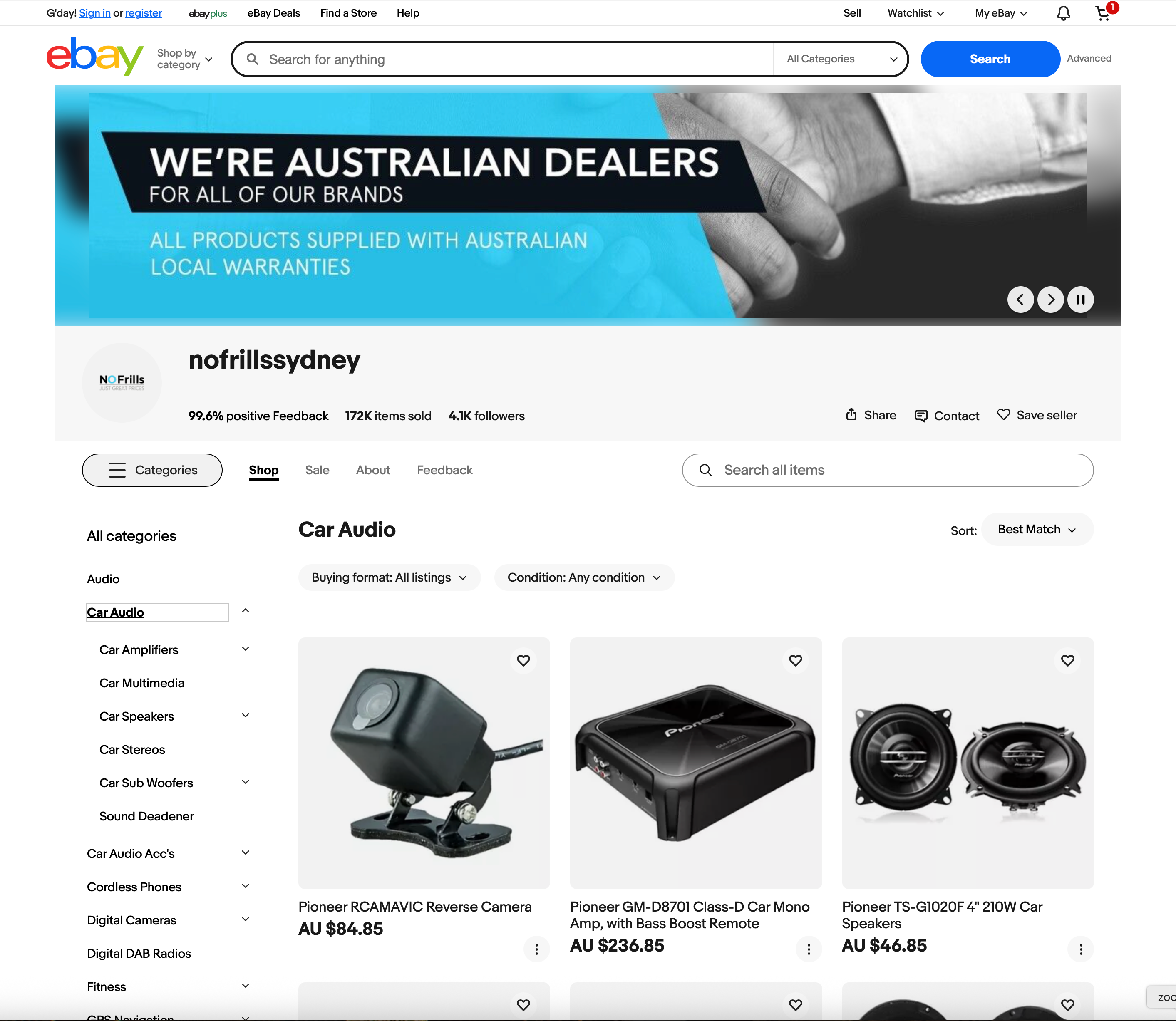 NO Frills eBay listing template showing clean branding, clear product layout, and trust-focused design