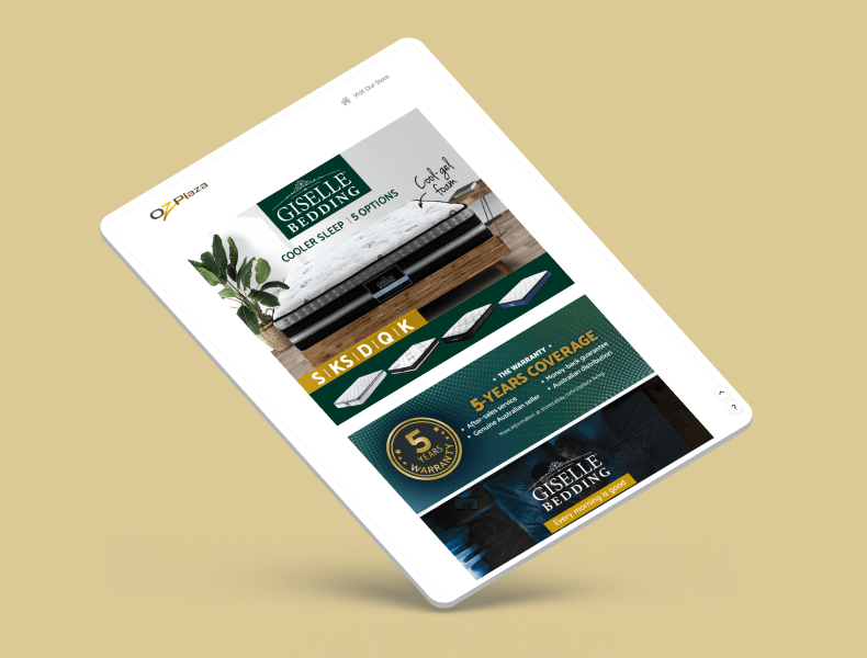 Tablet view of OzPlaza Living eBay listing showing responsive, structured product layout