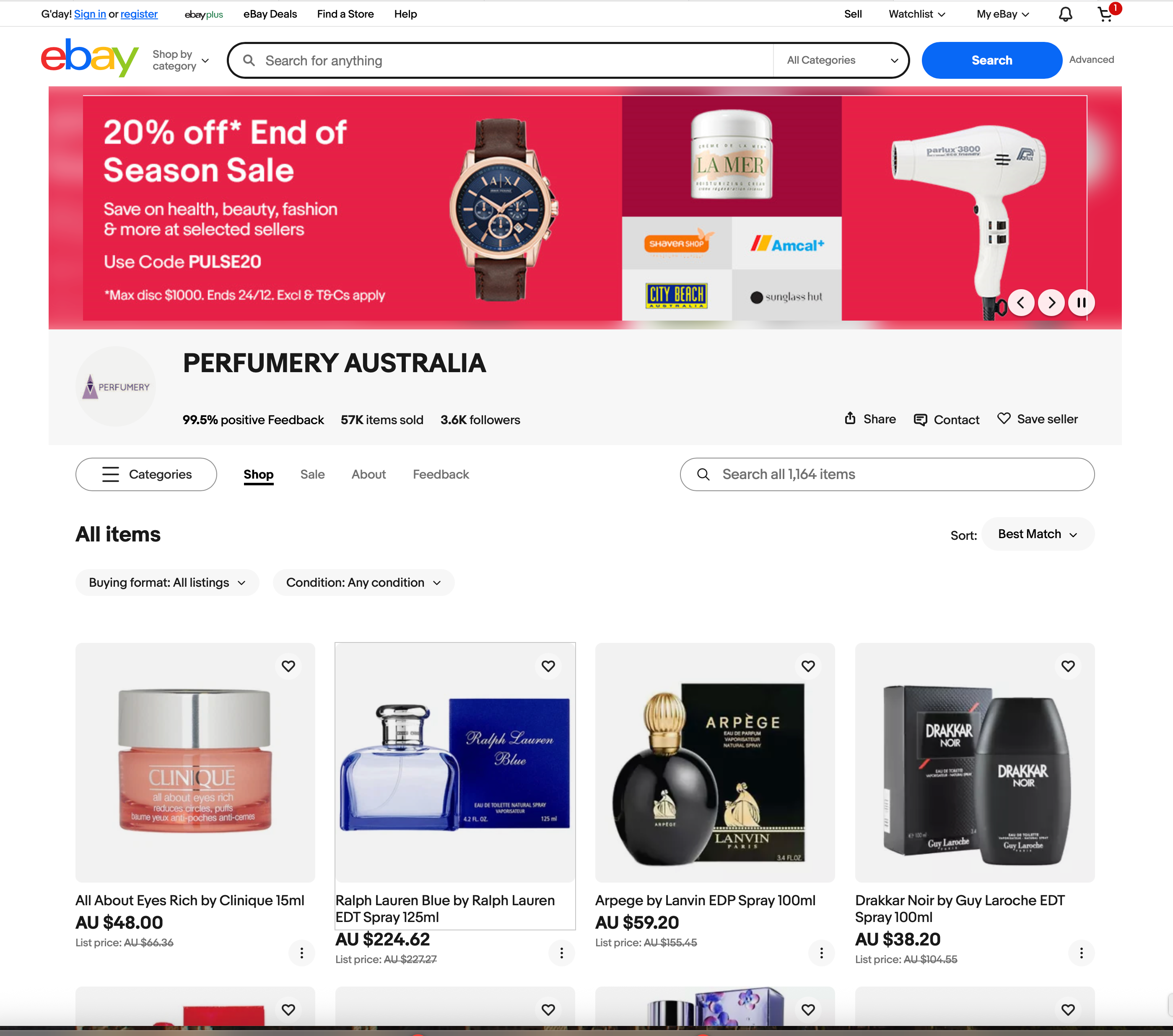 Perfumery eBay listing design showing clean branding, modern layout, and clear product information