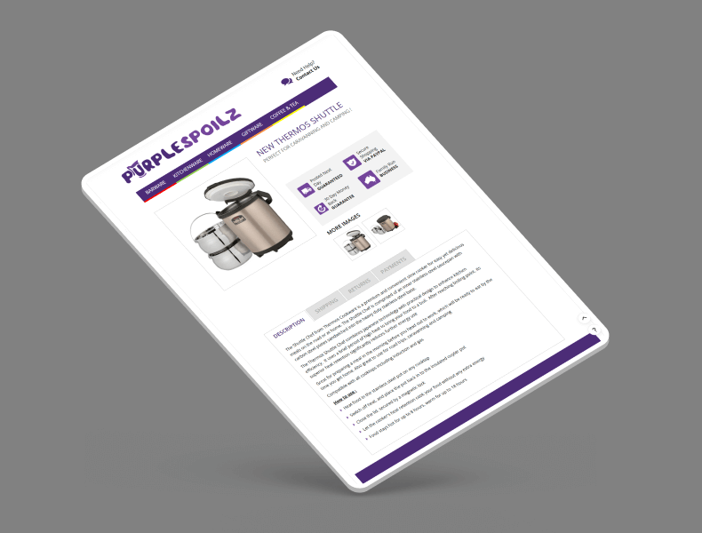 Tablet view showing a balanced layout with readable product content