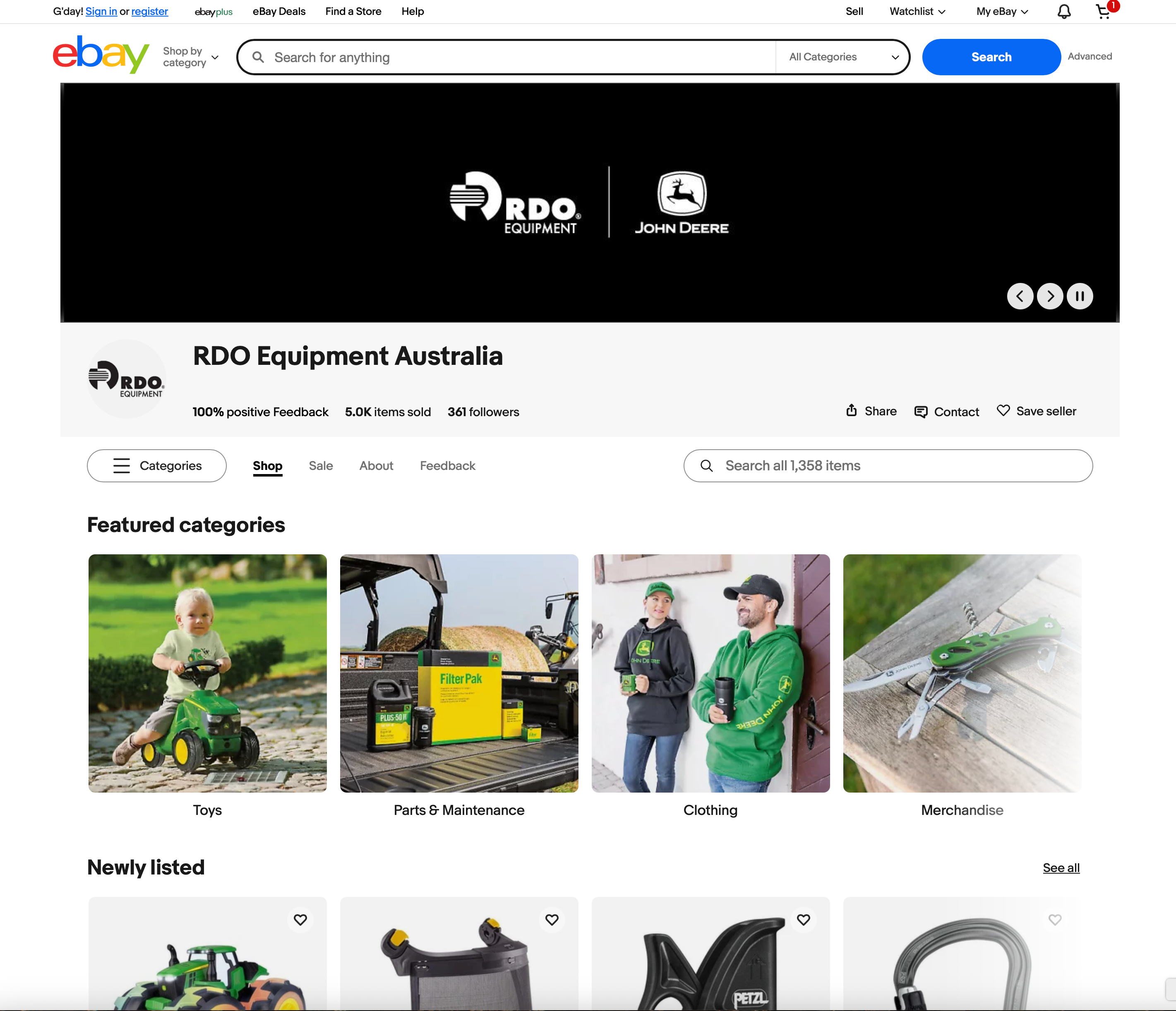 RDO Equipment eBay listing template showing clear product gallery, structured layout, and mobile-friendly design