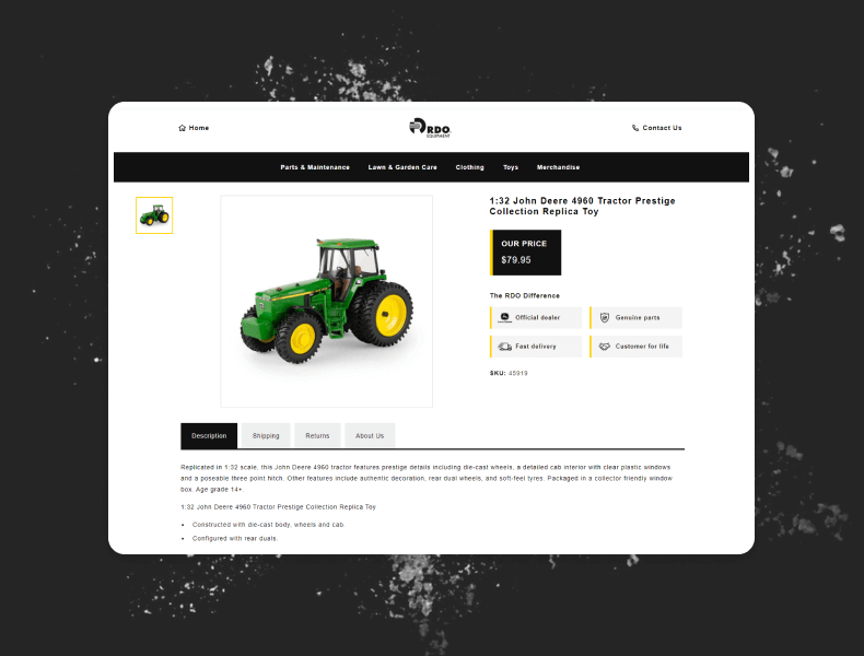 Product gallery positioned at the top for fast visual scanning and clarity