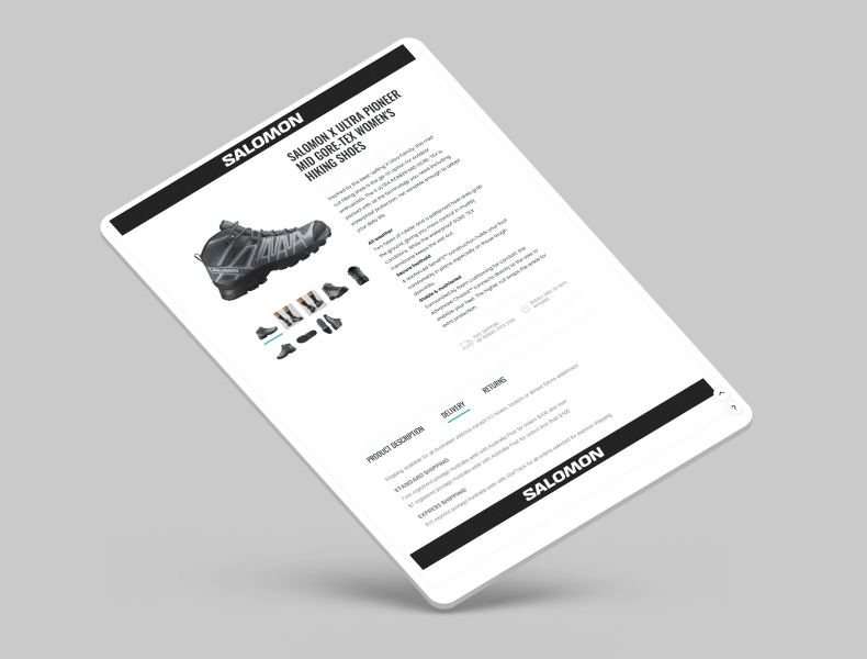 Tablet view showing strong visual hierarchy and readable product content