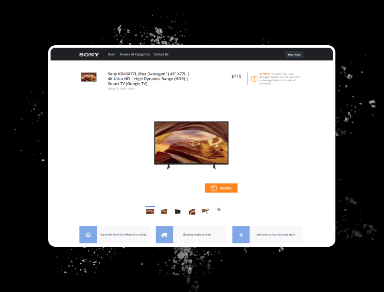 Sony eBay listing template with simple product gallery and clear product condition for clarity